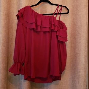 One shoulder long sleeve blouse